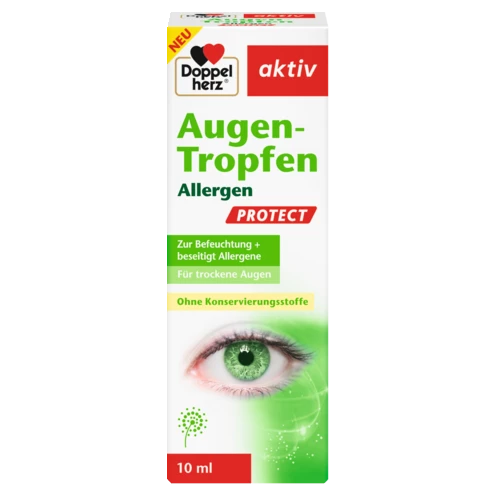 Abbildung der Produktverpackung Doppelherz aktiv Augen-Tropfen Allergen PROTECT Frontansicht